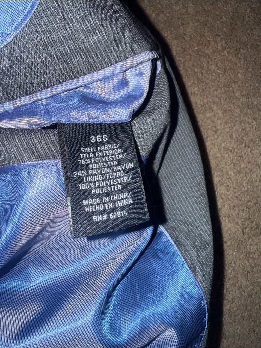 jf j.ferrar Men's Two-Button Charcoal Gray Suit Jacket with Blue Lining - Picture 6 of 6